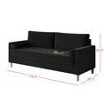thumbnail image 5 of HMD Astoria Canapé 3 Places à Accoudoirs Carrés en Lin avec 2 Coussins Décoratifs, Noir, 5 of 5