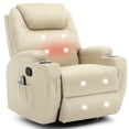 thumbnail image 1 of Korser Swivel Rocker Recliner Chair with Massage Faux Leather for Living Room,Beige, 1 of 7