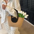 thumbnail image 4 of TIMIFIS Desktop Storage, Dorm Room Essentials Rope Woven Handbag Large Capacity Tote Bag Daily Versatile Shoulder Bag Splicing Color Casual Woven Bag Beach Bag, 4 of 6