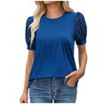 thumbnail image 1 of Liquidation! T-Shirt Grande Taille pour Femmes, Blouse à Manches Courtes d'Été pour Femmes, Blouses à Col Rond Mode Féminine Couleur Unie, 1 of 5