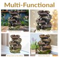 thumbnail image 3 of Sunnydaze Indoor Decorative Calming 5-Step Rock Falls Waterfall Tabletop Water Fountain with LED Lights - 14", 3 of 10