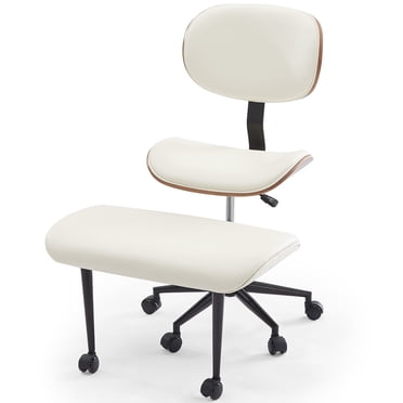 Bestier Cross Legged Office Chair, Adjustable Height Ergonomic ADHD Chair, Swivel Seat for Yoga Meditation home office, PU Leather, White