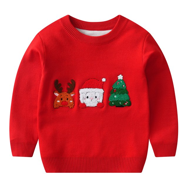 QUDDERR Chandails pour Enfants Garçons Filles 1-6 Ans Bébé Tricot de Noël Pull Automne Hiver Col Rond pour Tout-Petit
