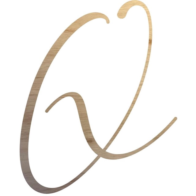 Unfinished Wood Letter Q, Craft Alphabet 3'' Tall Wooden Letter Wall Décor, Bellany Script Font