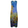 thumbnail image 5 of Lenago Grande Taille Cocktail Robes pour les Femmes Soirée Femmes Casual en Vrac Imprimé Réservoir Robe de Plage V-Cou Poche Robe de Soleil Sans Manches Robes de Plage d'Été, 5 of 5