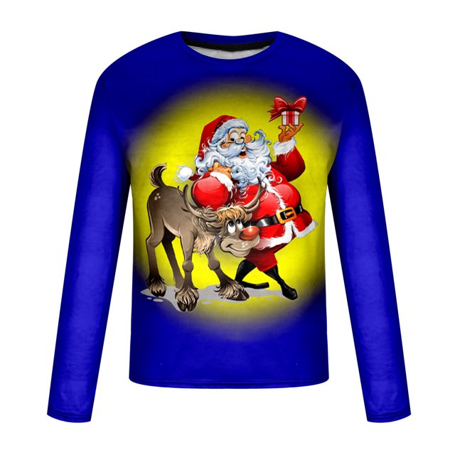 Pompotops T-Shirt pour Hommes Décontracté à Col Rond à Manches Longues, Chandail, Imprimé 3D, Imprimé Réaliste, en Solde