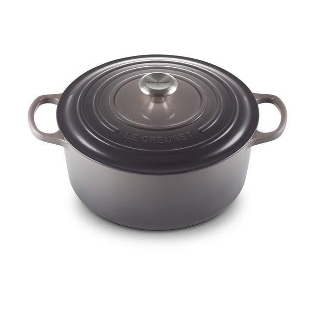 Le Creuset LS2501-227FSS Four Français Rond en Fonte Émaillée Signature, 3 1/2 Pintes, Oyster