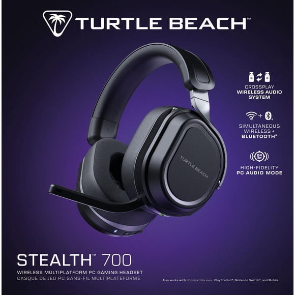 Turtle Beach® Stealth™ 700 – Noir PC, PS5™, PS4™ et appareils mobiles équipés du Bluetooth®, comprenant Steam Deck™<br>