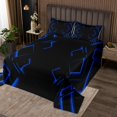 thumbnail image 2 of Erosebridal Modern Geometric Coverlet Set Queen, Blue Bedding Set, Futuristic Abstract Decor, 3pcs, 2 of 5