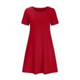 thumbnail image 5 of Ovzne Robes pour Femmes Robe Mode Femme Été Décontractée Col Rond Manches Courtes Unie Mini-Robe Robe pour Femmes Manches Courtes Liquidation, 5 of 5