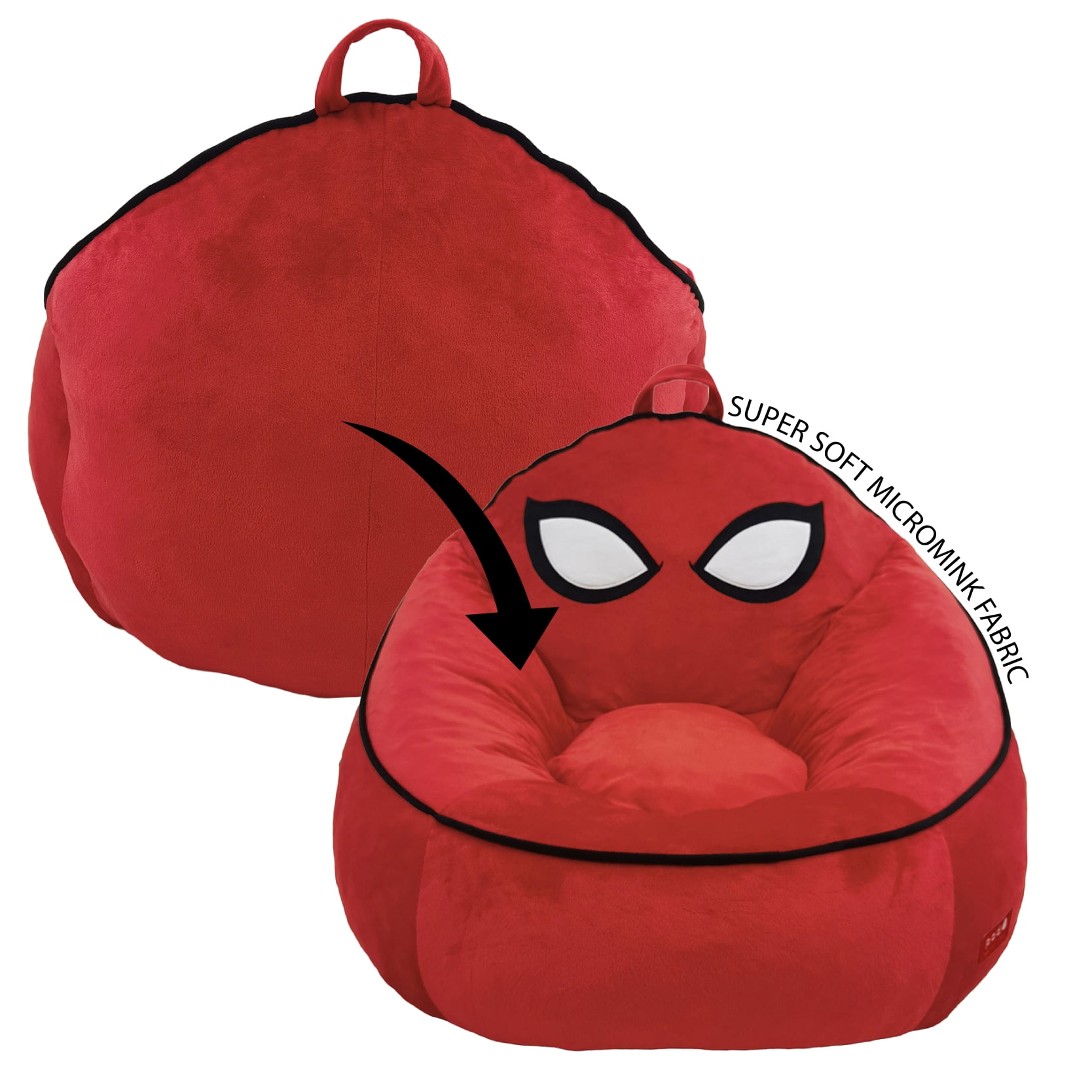 Fauteuil pouf en mousse compressée Marvel Spiderman pour enfants, rouge