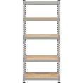 thumbnail image 1 of Fullfurnique 59″ Height 5 Tier Metal Boltless Storage Shelf with Anti-Skid Rubber Pads, Light Gray, 1 of 8
