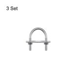 thumbnail image 3 of Unique Bargains Rond U-Bolts 3 Ensembles 40mm Largeur Intérieure 65mm Longueur M8 avec des Écrous et des Plaques, 3 of 5