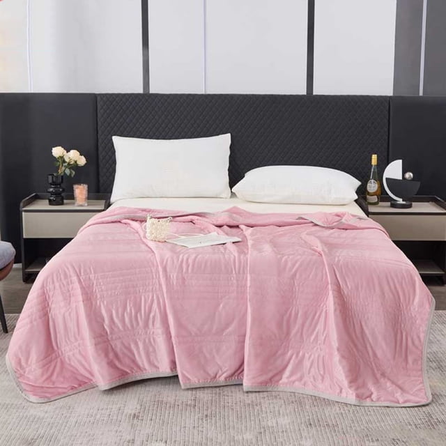 All-Season Double Bed Quilt 60x79 Inches, Soft Polyester Summer Cooler Quilt with Brushed Fiber, Machine Washable, Multiple Colors