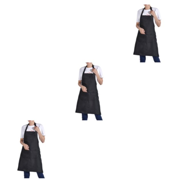 ZheElen 12pcs Innovative And Convenient Adjustable Cotton Linen Kitchen Chef Bib Apron black 3Set