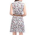 thumbnail image 2 of INSPIRE CHIC Robe Sans Manches à Imprimé Floral pour Femme, Demi-Patte de Boutonnage, Longueur Genou, Ceinturée, Printemps, S Bleu Pâle, 2 of 8