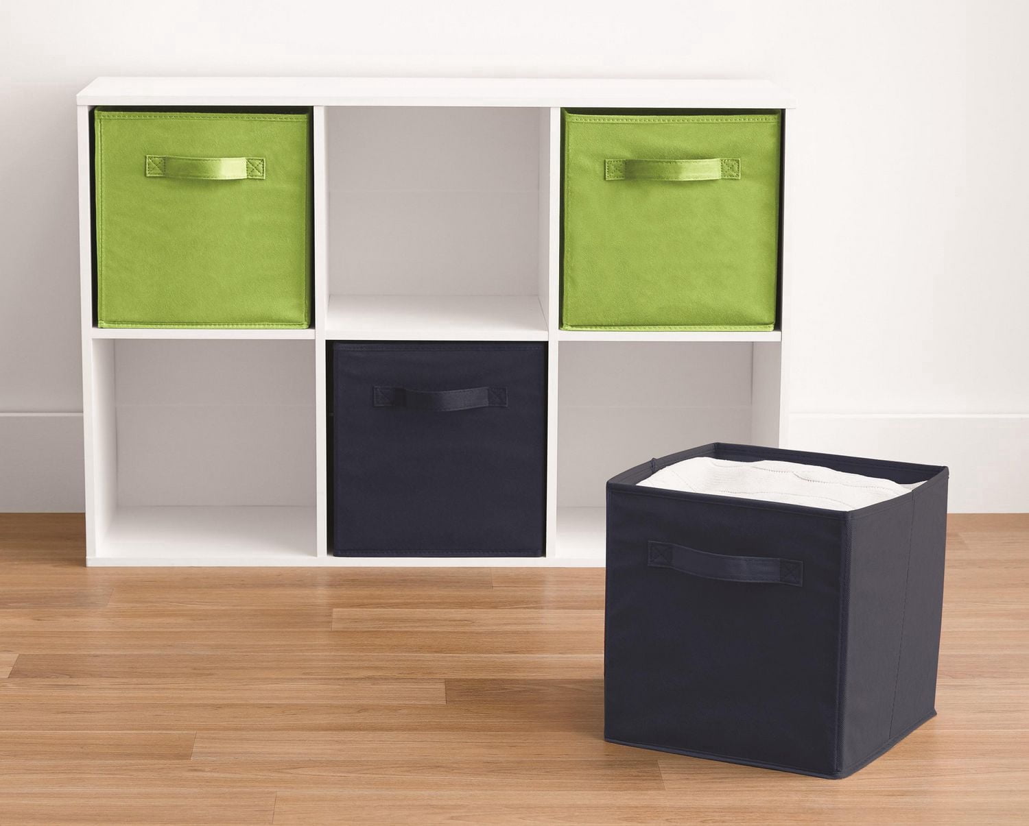 Mainstays panier de rangement en forme de cube, pliable, organisation de la maison, les principaux matériaux sont du tissu non usé et du papier cartonné, parfait pour la crèche, la salle de jeux, etc.