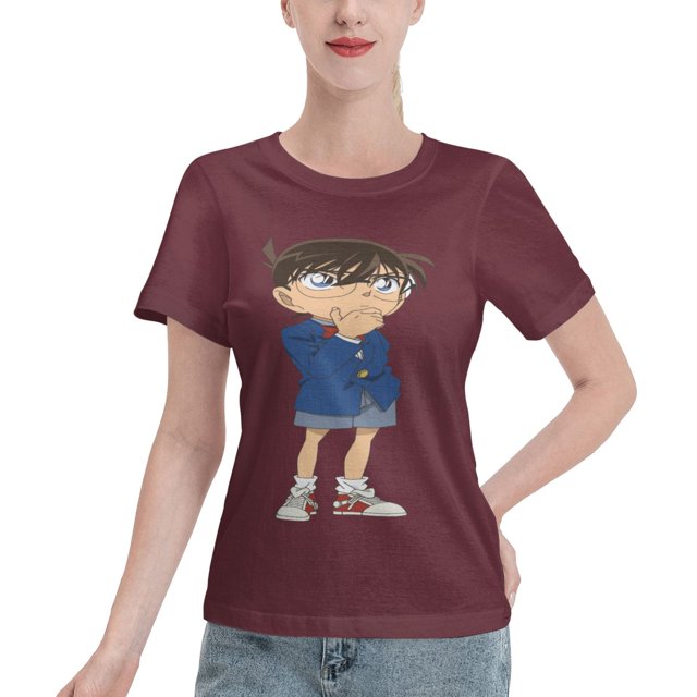 T-Shirt Basique à Manches Courtes pour Femmes Detective Conan Conan