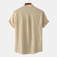 thumbnail image 4 of cfhntfmh Cotton Linen Shirts for Men Summer Short Sleeve Button up Beach T-Shirts Lightweight Solid Collared Tops, 4 of 7