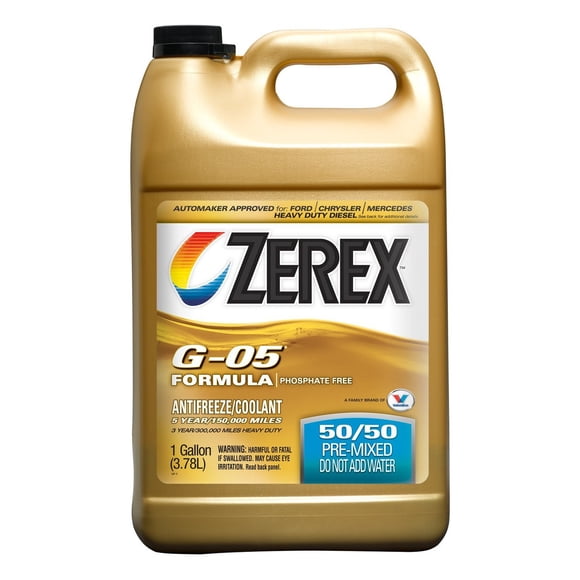 Zerex Liquide de Refroidissement pour Moteur ZXG05RU1 G-05; Prémélangé 50-50; Jaune; Pichet de 1 Gallon; Simple