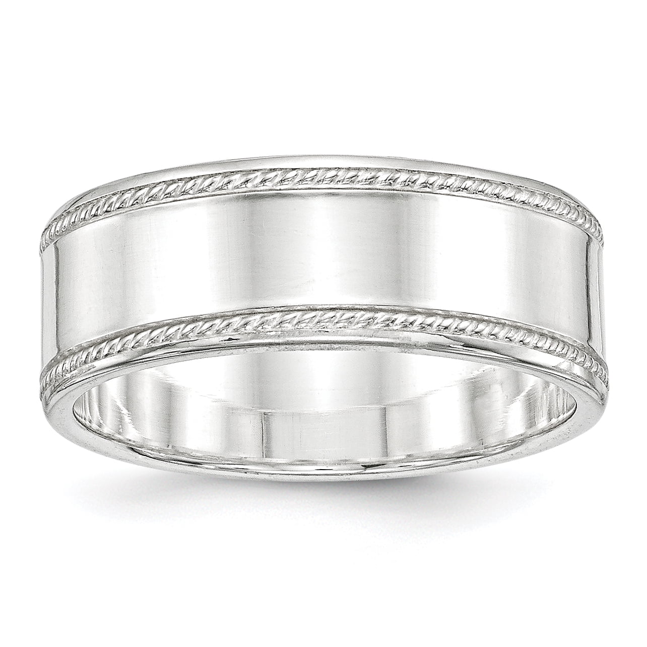 925 Sterling Silver 8mm Designed Edge Size 11 Band Ring