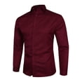thumbnail image 2 of Innerwin Tops Long Sleeve Men Tunic Shirt Work Button Down Casual Shirts Claret 3XL, 2 of 3