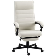 Vinsetto High-Back Office Chair Linen Computer Desk Chair Cream White