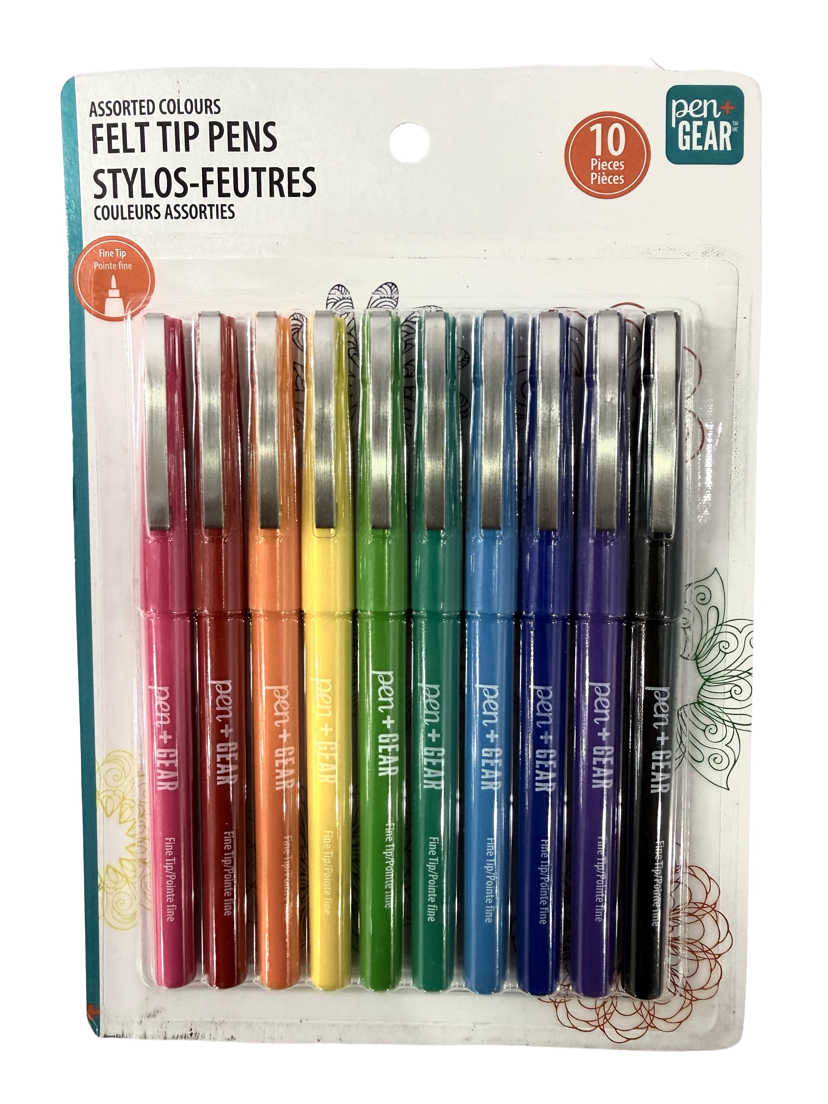 Pen+Gear, 10 Count, Felt tip pen, Fine Tip, Non Toxic, Assorted Colors, Conforms to ASTM D4236