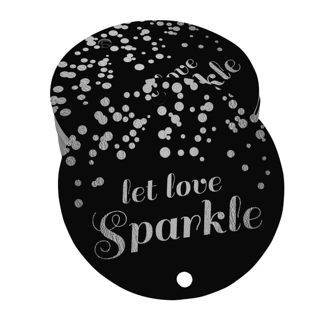 Inkdotpot Pack Of 100 Real Silver Foil Paper Tags Let Love Sparkle Wedding Favor Hang Tags