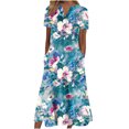 thumbnail image 1 of Cameland Robe d'Été pour Femme Décontractée à Col en V avec Boutons, Manches Courtes, Imprimée, Coupe Évasée, avec Poche, 1 of 4