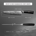 thumbnail image 3 of Hecef Couteau de Chef, Couteau de Cuisine Japonais en Damas de 8 Pouces, Acier Damas VG-10 Super Sharp Couteau Antirouille avec Manche G10, 3 of 9