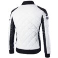 thumbnail image 4 of Men Casual Color Matching Leather Stand-up Collar Zipper Jacket Coats, 4 of 9