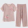 thumbnail image 1 of TIMIFIS Ensembles de Pyjamas pour Femmes 2 Pcs Pyjamas Grande Taille Coton et Lin Haut à Manches Courtes Col Rond Vêtements de Nuit Pyjamas Confortables et Respirants - Printemps/été, 1 of 7