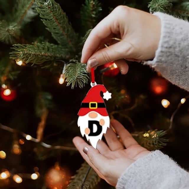 LSLJS Christmas Ornaments Christmas Acrylic Hanging Decorations - Set of 26 Alphabet Letters with Santa Claus Design for Holiday Ornaments and DIY Crafts Christmas Hanging Decorations