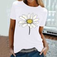 thumbnail image 2 of KIHOUT Nouveau Haut de Mode d'Été pour Femmes 2025, T-Shirt à Manches Courtes à Col Rond Décontracté à Imprimé Floral Blanc 2TG, 2 of 5