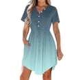thumbnail image 2 of LOVZFMLL Robe d'Été Décontractée pour Femme à Manches Courtes, Col en V, Boutonnée, Robe de Plage pour Vacances et Voyages avec Poches, Vert Menthe, 3TG, 2 of 9