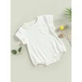 thumbnail image 3 of Faithtur Newborn Baby Summer Romper, Casual Short Sleeve Round Neck Solid Color Loose Bodysuit, 3 of 8