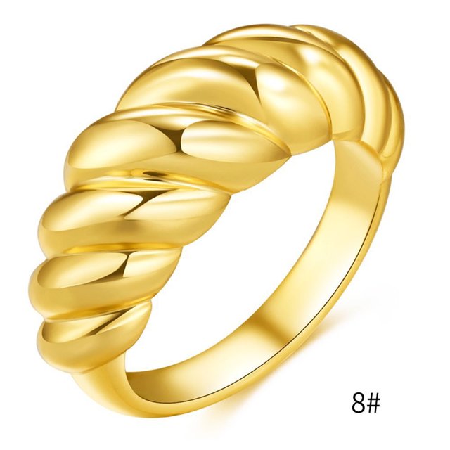 EGNMCR Bagues Nouvelle Bague Filetée Hommes Femmes Bagues Couple Bague Rétro Plaquée Or Bague Mode