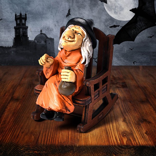 Halloween Witch Rocking Chair Home Table Decoration Man in Black Car Resin Decoration