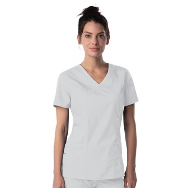 Landau ProFlex Mock Wrap Scrub Top for Women: 3 Pocket, Modern Tailored Fit, Stretch, Medical 4161
