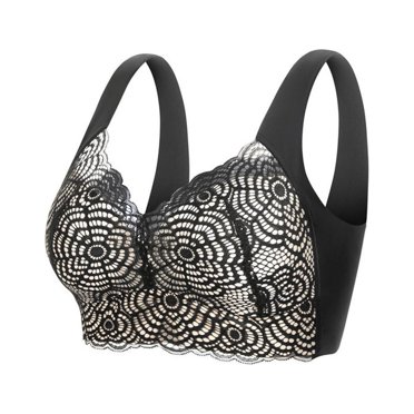 Bigersell Wireless Bra for Everyday Ladies Seamless Comfortable No Underwire Lace Breathable Push-Up Bra Woman Underwear Big & Tall Size Comfort Bra, Style 14395, Gray 40C