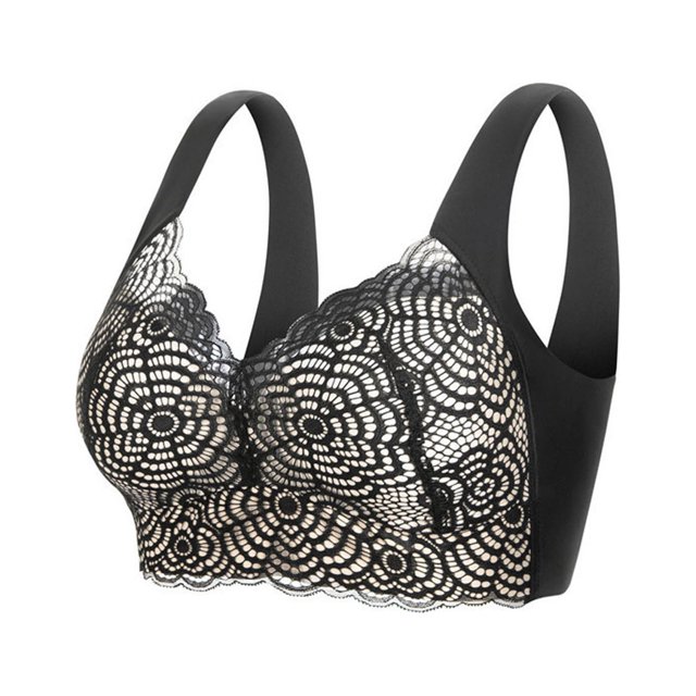 Timegard Lace Bras for Women Wireless Back Smoothing Full Coverage Breathable Comfort Seamless Bras
