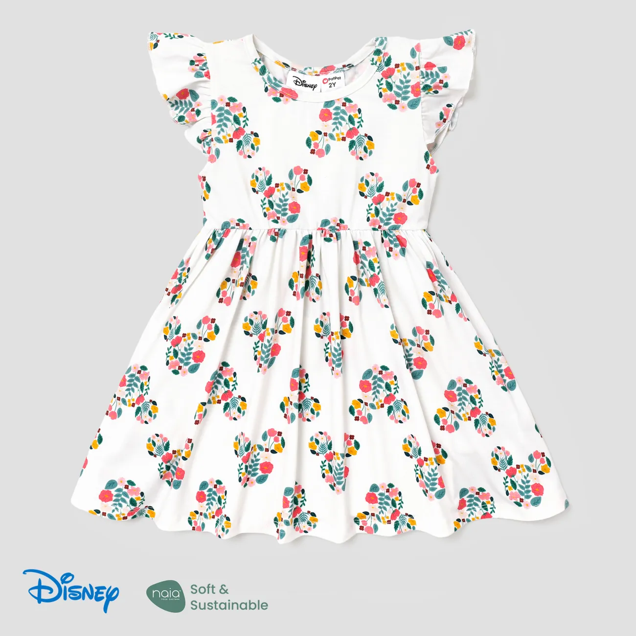 Disney Minnie Mouse Robes Filles Graphiques Manches à Volants Tenues Décontractées d'Été Cadeaux Tailles 2-8T