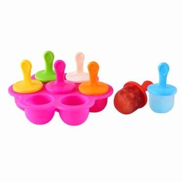 Vadktai Mini Silicone Popsicle Mold, 7-cavity DIY Ice Pop Mold with Colorful Plastic Sticks, Popsicle Makers for Egg Bites, Lollipop and Ice Cream Mould, Baby Food Storage Container, Non-Stick