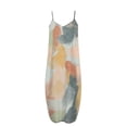 thumbnail image 5 of SMihono Robe Maxi Bohème d'Été pour Femmes Grande Taille Mode pour Femmes à Bretelles Taille Mi-Haute Col en V Sans Manches à Rayures Imprimé Floral Ajustée Plage Longue Robe Plage Évasée Robe d'Été, 5 of 5