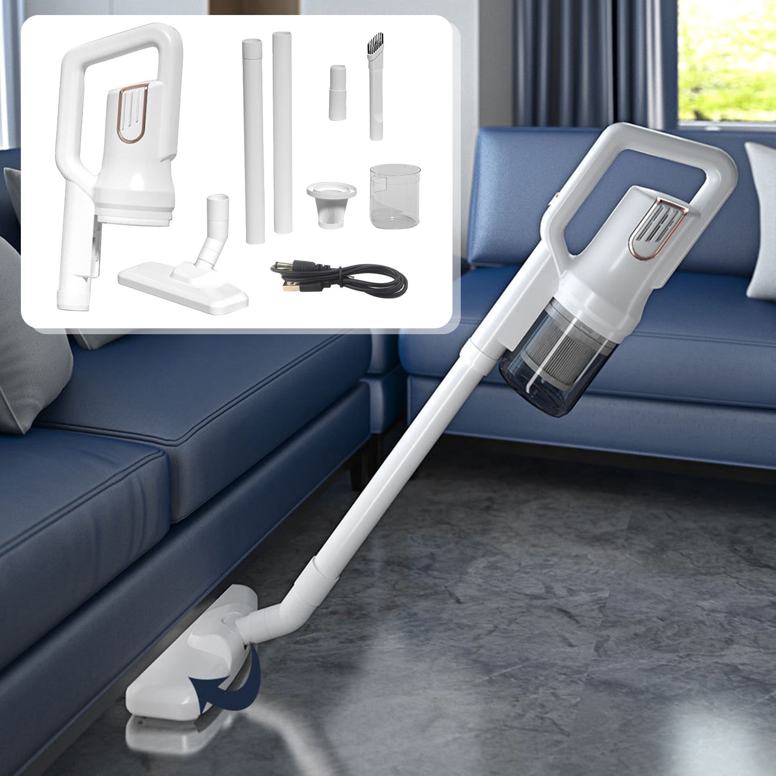 Dvkptbk Vacuum Cleaner Wireless Car Mounted Household Handheld Vacuum Cleaner Dirt-Purpose Charging Handheld Portable Pet Hair and Dirt Removal Car Accessories