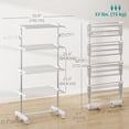 thumbnail image 3 of HOMCOM 4-Tier Clothes Drying Rack w/ Side Wings Wheels for Indoor Outdoor, 3 of 10