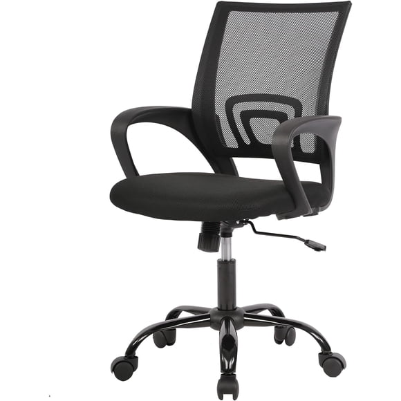 BestOffice Ergonomic Computer Office Chair, Mid-Back Adjustable Swivel Task Chair with Lumbar Support, Mesh/Fabric, Black