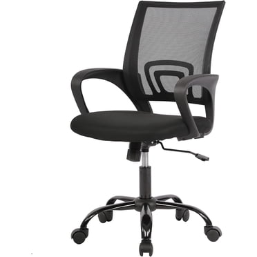BestOffice Ergonomic Computer Office Chair, Mid-Back Adjustable Swivel Task Chair with Lumbar Support, Mesh/Fabric, Black