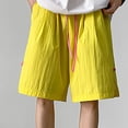 thumbnail image 1 of Gspmoly Mens Workout Shorts, Men'S Wide-Leg Style Solid Color Drawstring Pocket Drying Casual Work Shorts. Mens Running Shorts up to 65% Off Yellow XXXXXL, 1 of 4